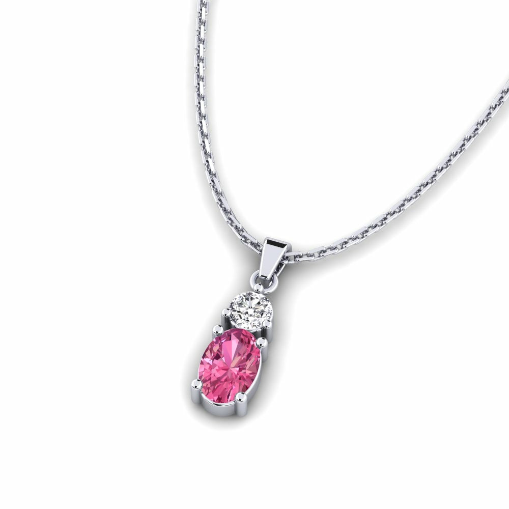 Nature Pink Tourmaline Two Stone Pendant