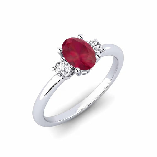 Nature Ruby Three Stone Design Ring