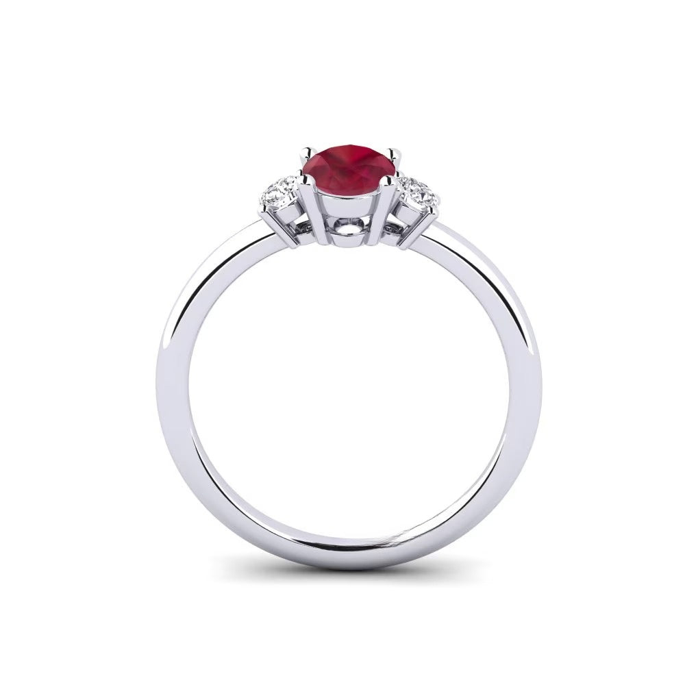 Nature Ruby Three Stone Design Ring