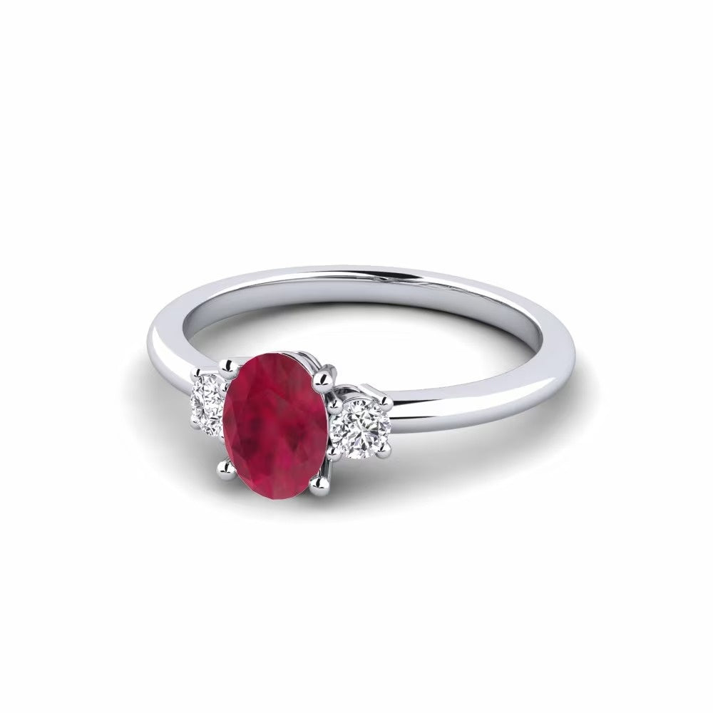 Nature Ruby Three Stone Design Ring