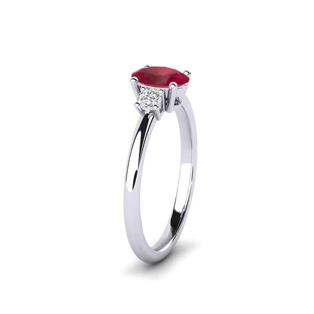 Nature Ruby Three Stone Design Ring