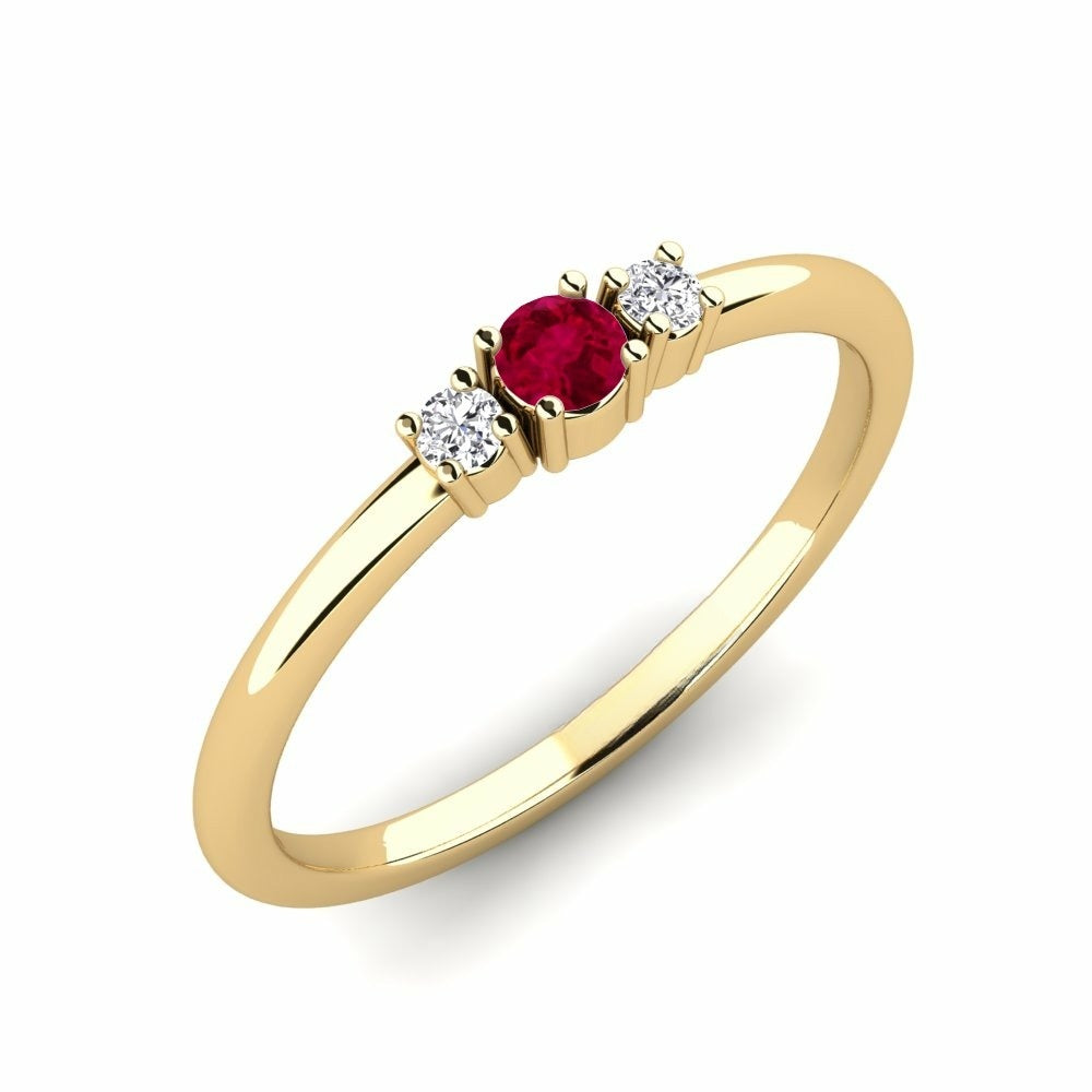 Three Stone Band Nature Ruby Ring