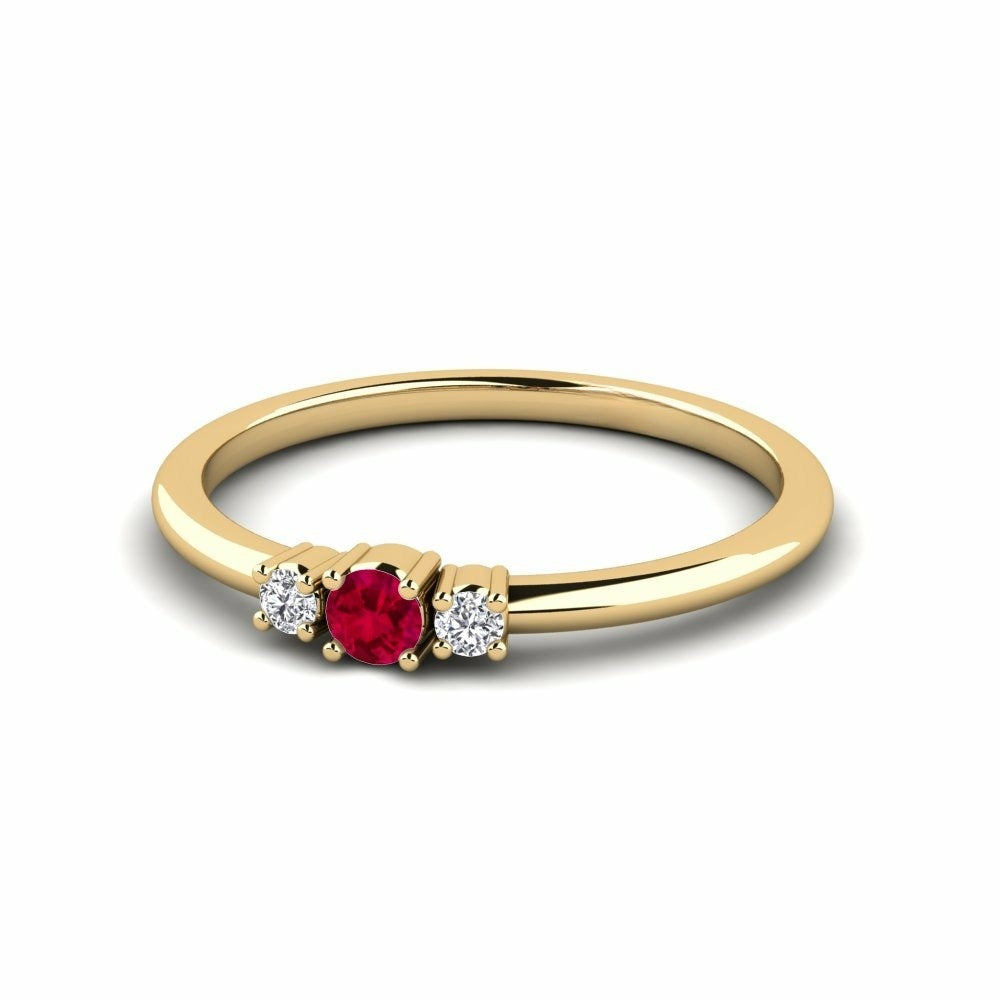 Three Stone Band Nature Ruby Ring