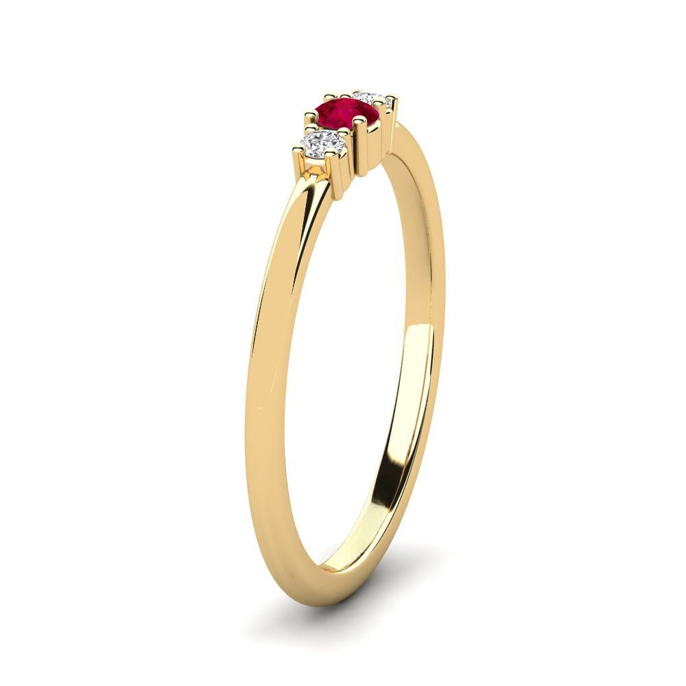 Three Stone Band Nature Ruby Ring