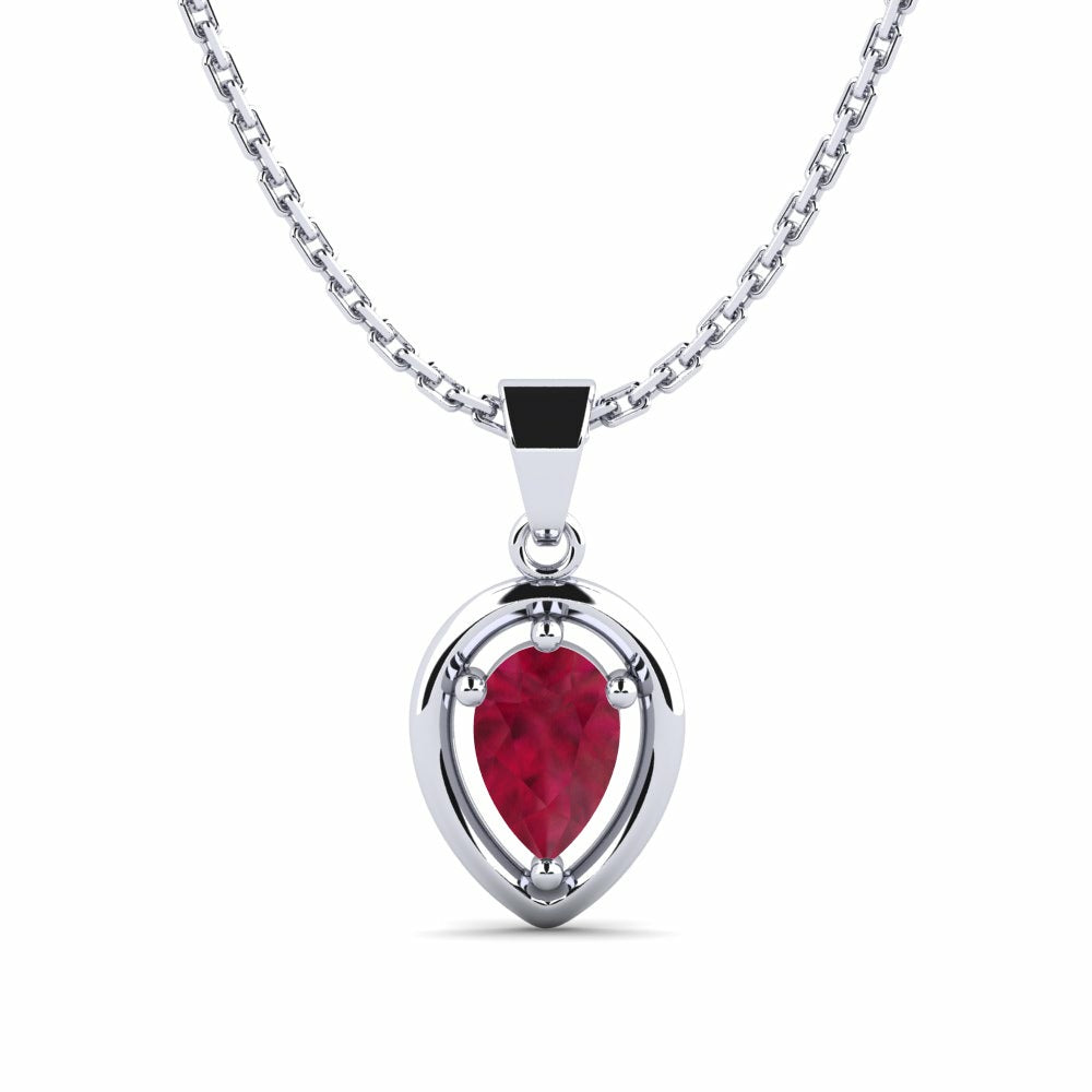 Nature Ruby Pear Shape Pendant Vintage-Inspired Setting