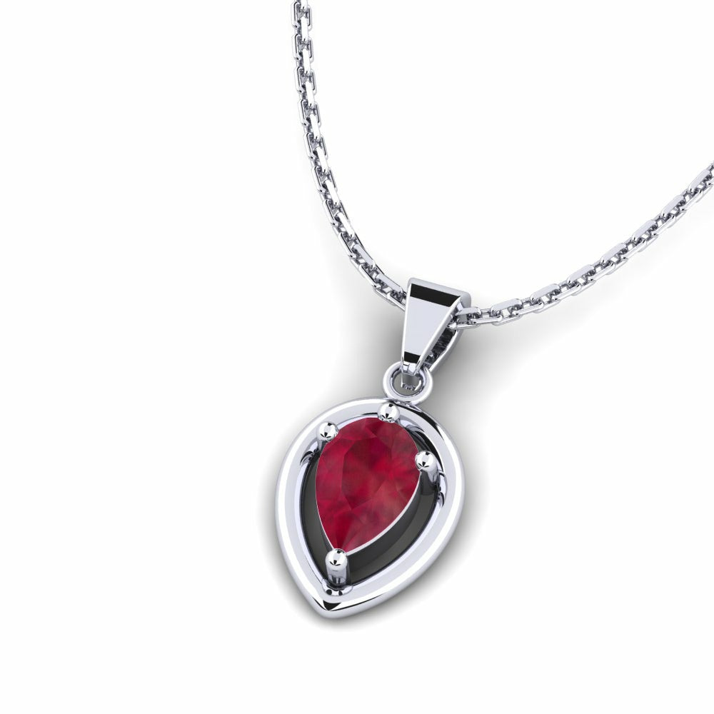 Nature Ruby Pear Shape Pendant Vintage-Inspired Setting