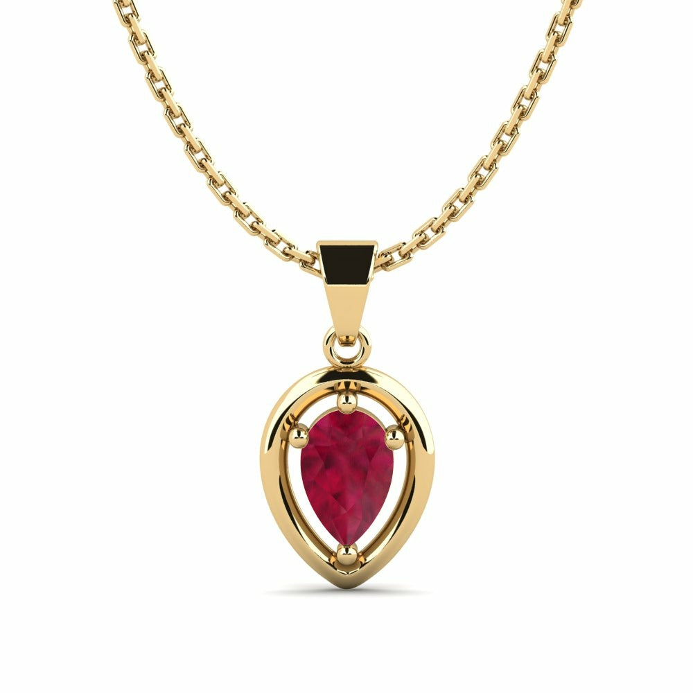 Nature Ruby Pear Shape Pendant Vintage-Inspired Setting