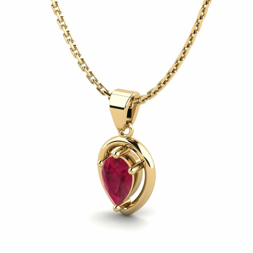 Nature Ruby Pear Shape Pendant Vintage-Inspired Setting