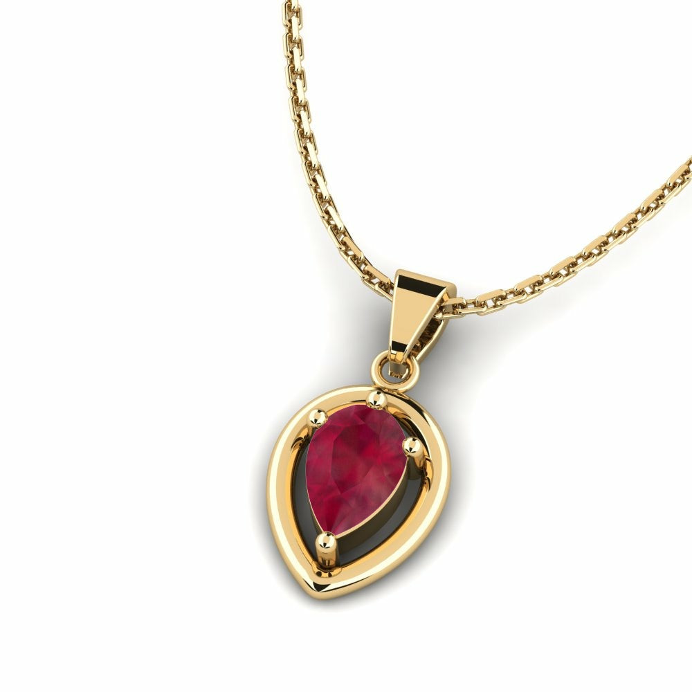 Nature Ruby Pear Shape Pendant Vintage-Inspired Setting