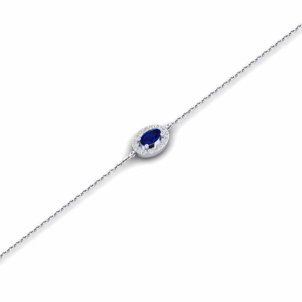 Nature Sapphire Bracelet One Halo stone Design