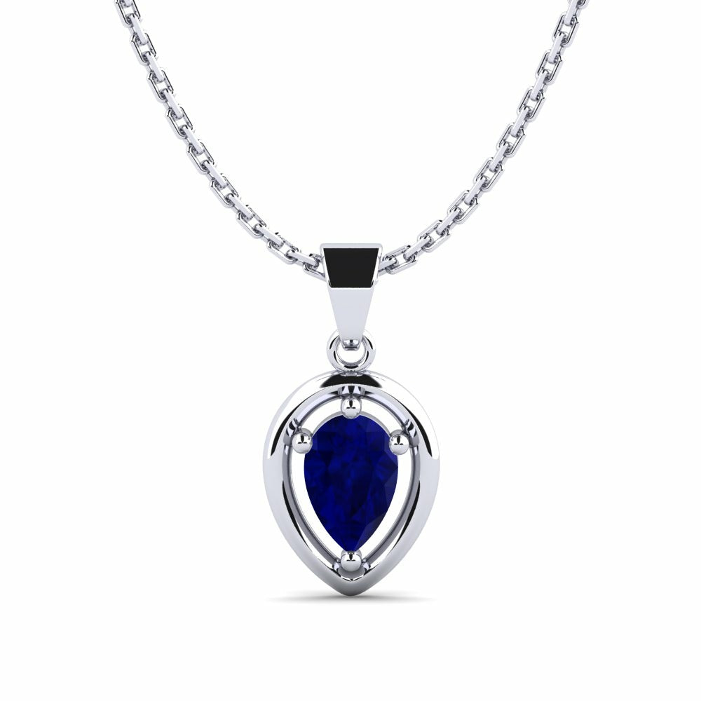 Nature Sapphire Pear Shape Pendant Vintage-Inspired Setting