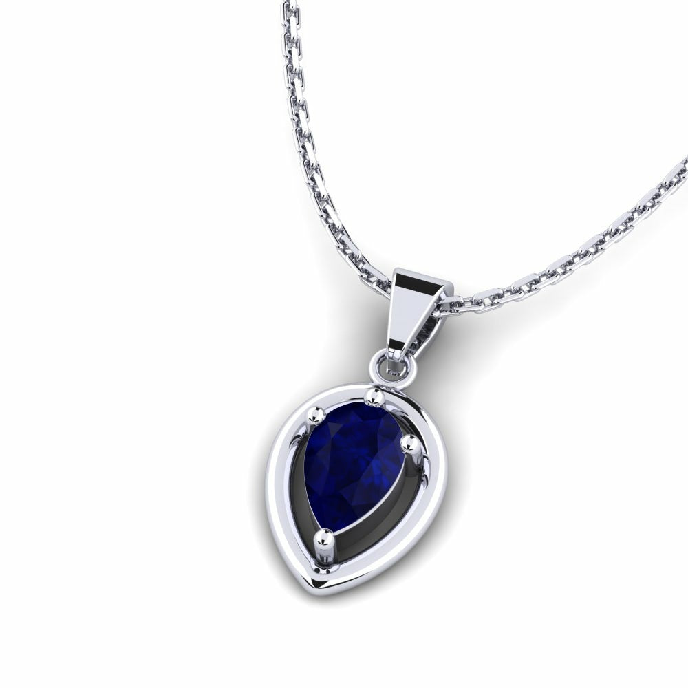 Nature Sapphire Pear Shape Pendant Vintage-Inspired Setting