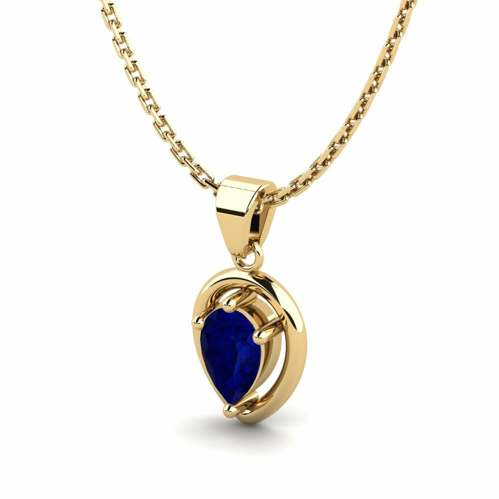 Nature Sapphire Pear Shape Pendant Vintage-Inspired Setting