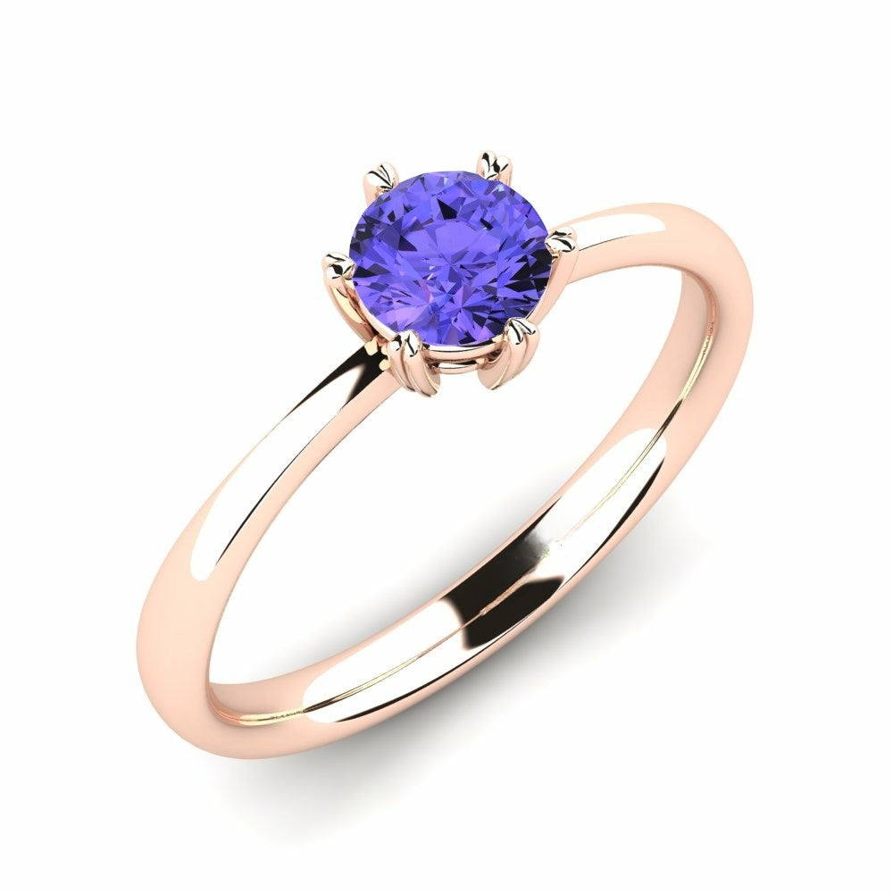 Nature Tanzanite Six-Prong Setting Solitaire Ring