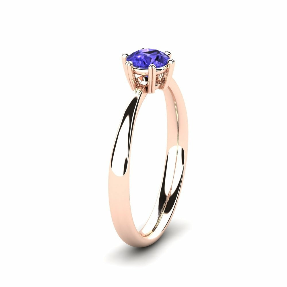 Nature Tanzanite Six-Prong Setting Solitaire Ring