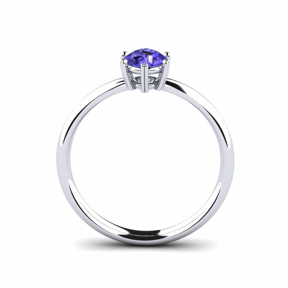 Nature Tanzanite Six-Prong Setting Solitaire Ring