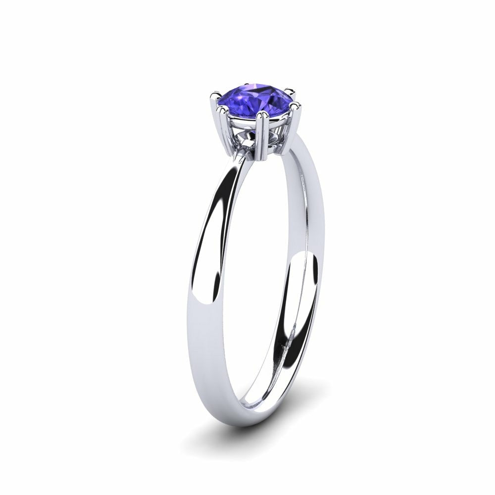 Nature Tanzanite Six-Prong Setting Solitaire Ring