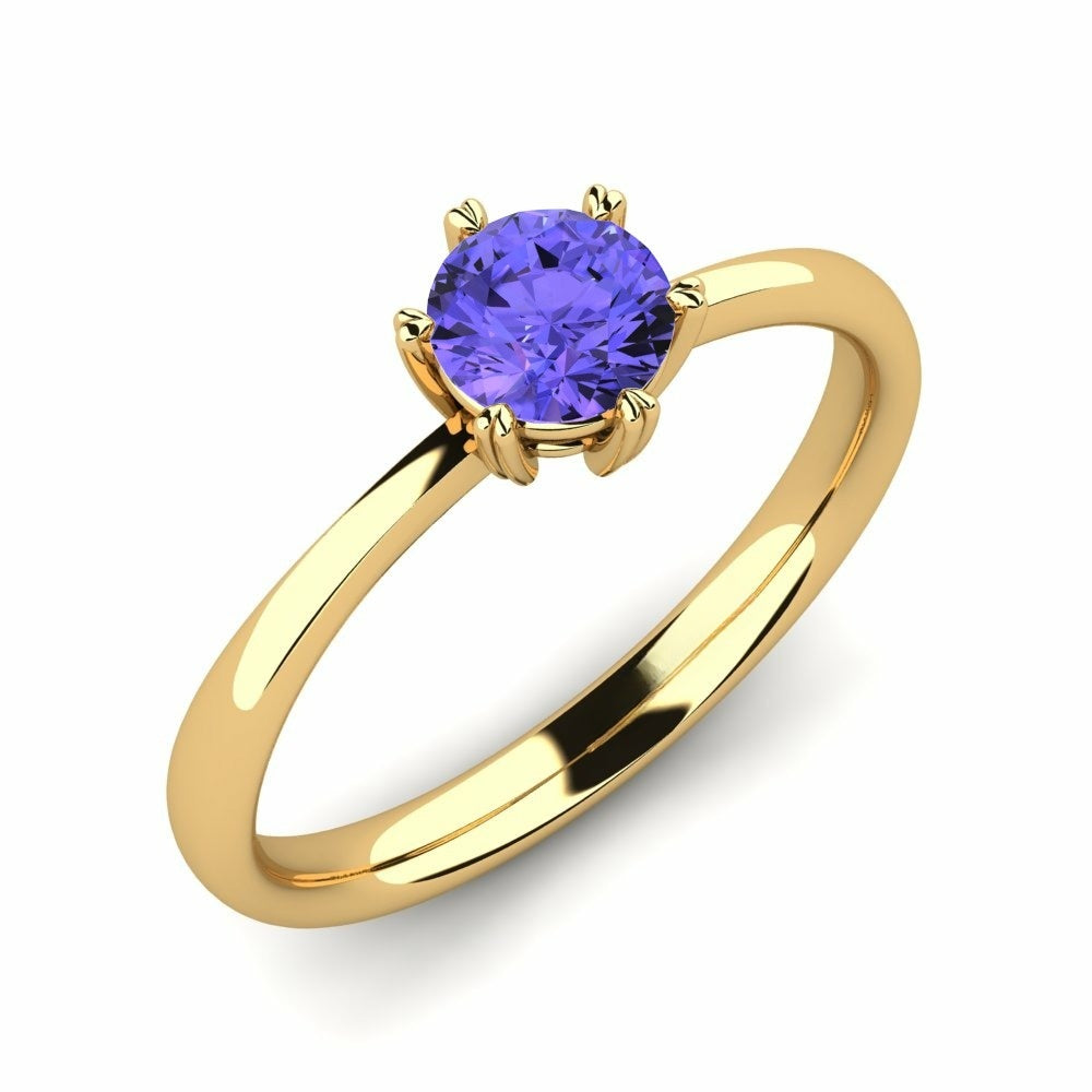 Nature Tanzanite Six-Prong Setting Solitaire Ring