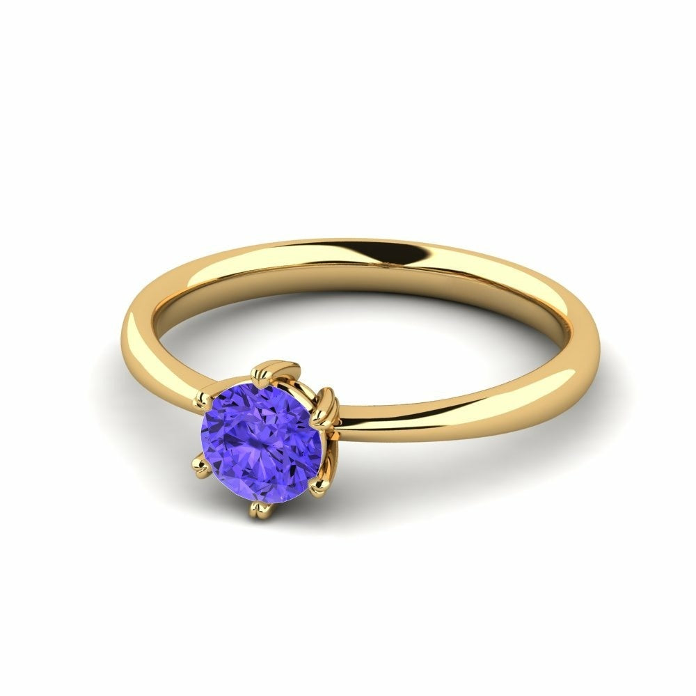 Nature Tanzanite Six-Prong Setting Solitaire Ring