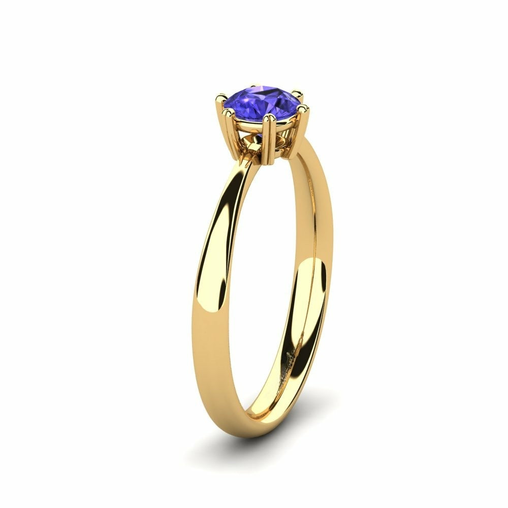 Nature Tanzanite Six-Prong Setting Solitaire Ring