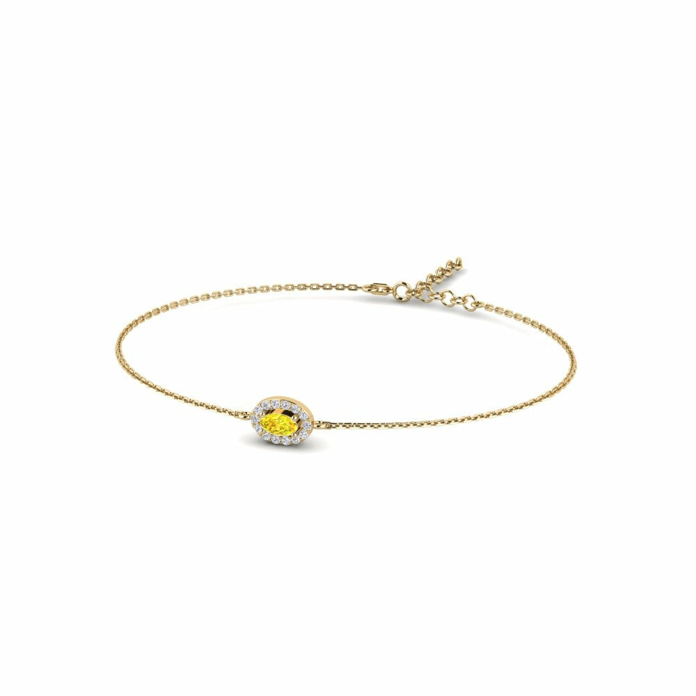 Nature Yellow Sapphire Bracelet One Halo stone Design