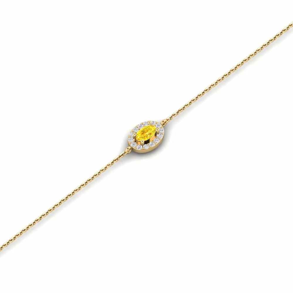 Nature Yellow Sapphire Bracelet One Halo stone Design