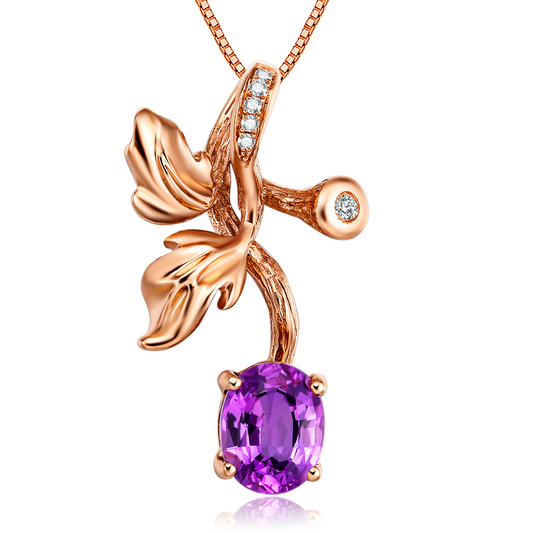 Rose Gold Nature Purple Sapphire Pendant