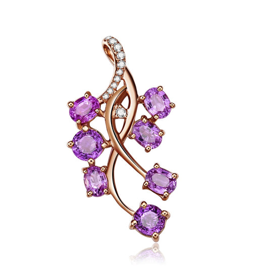 Nature Purple Sapphire Pendant Set with 18K White Gold