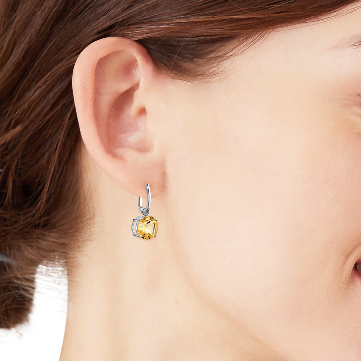 Nature Brilliant Citrine Dangle Earrings at Kalosgem