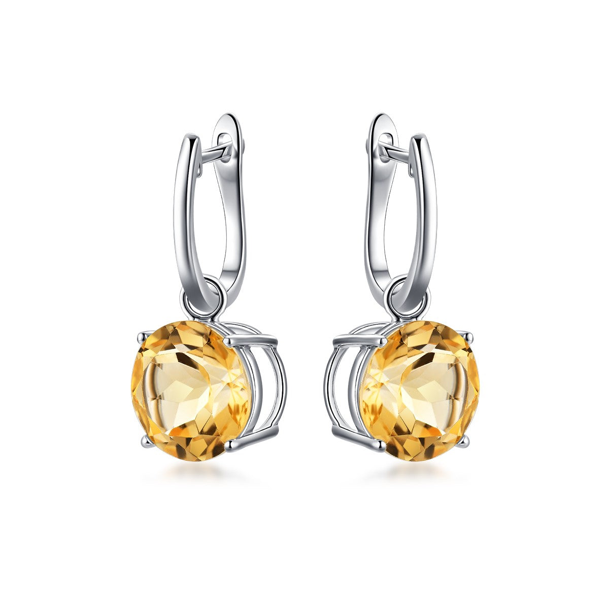 Nature Brilliant Citrine Dangle Earrings at Kalosgem