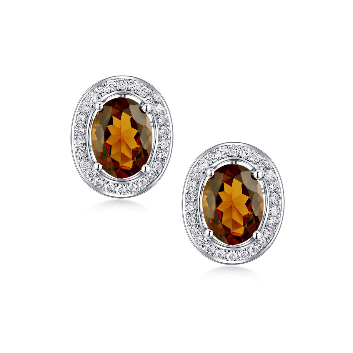 Nature Golden-brown Tourmaline Earrings With Diamond