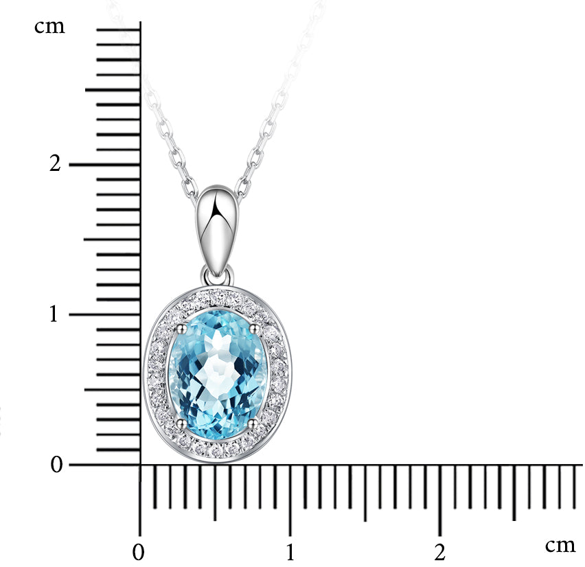 Nature Aquamarine Halo Design Pendant