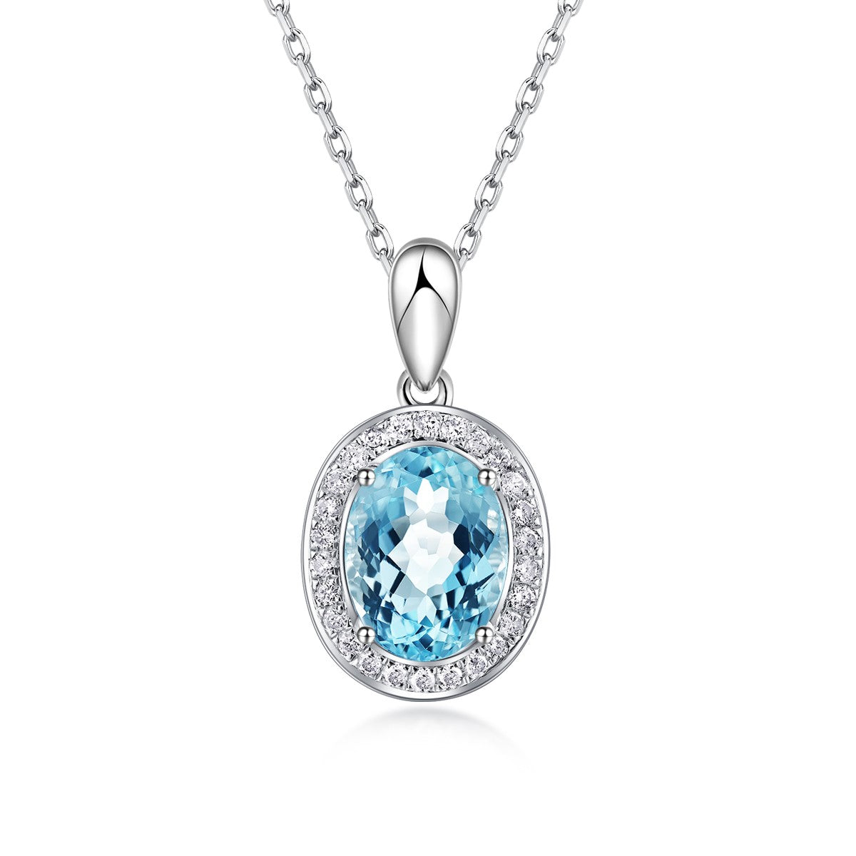 Nature Aquamarine Halo Design Pendant