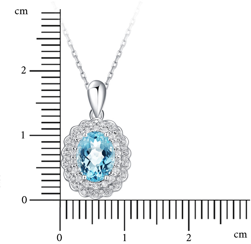 Nature Aquamarine Halo Skirt Hem Design Pendant