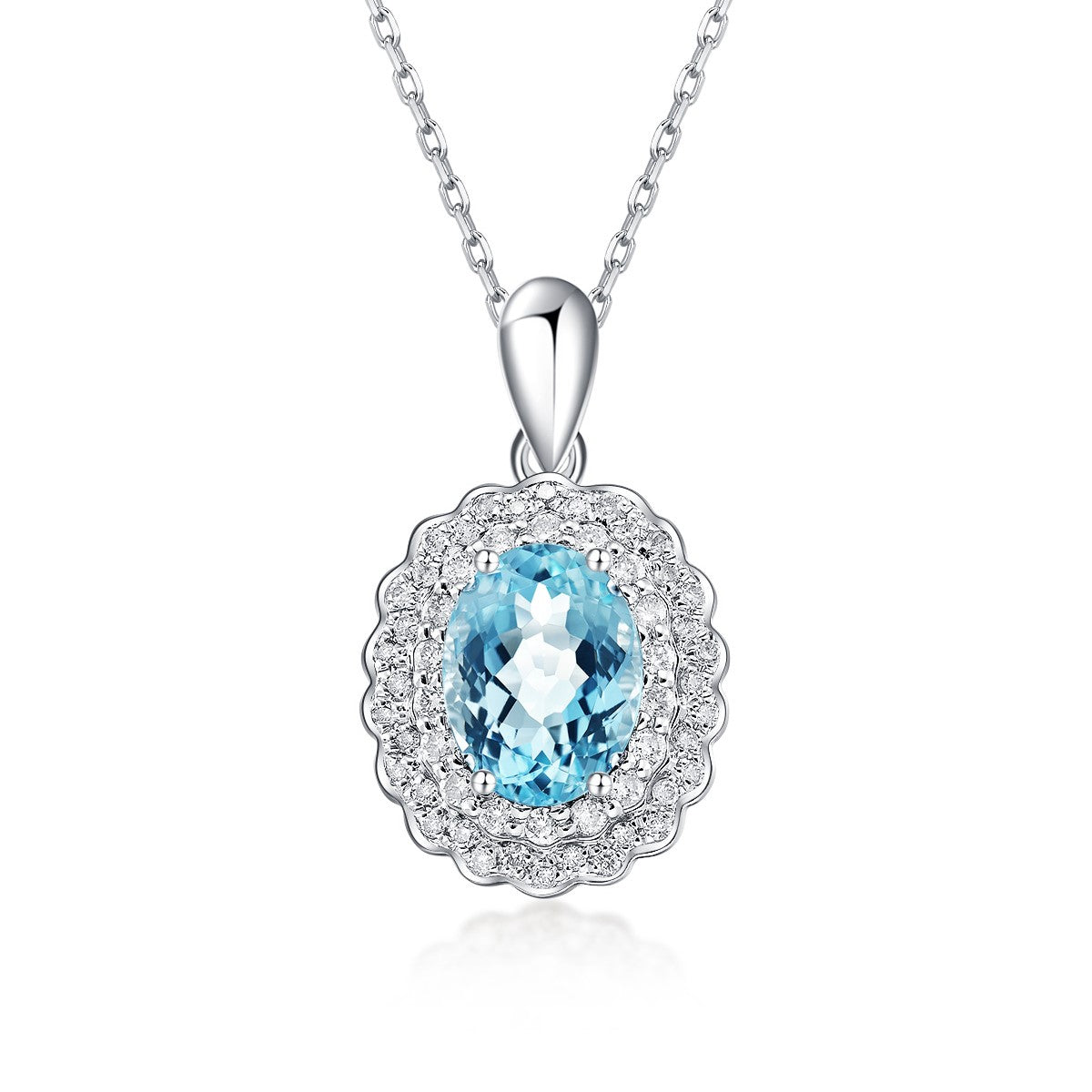 Nature Aquamarine Halo Skirt Hem Design Pendant