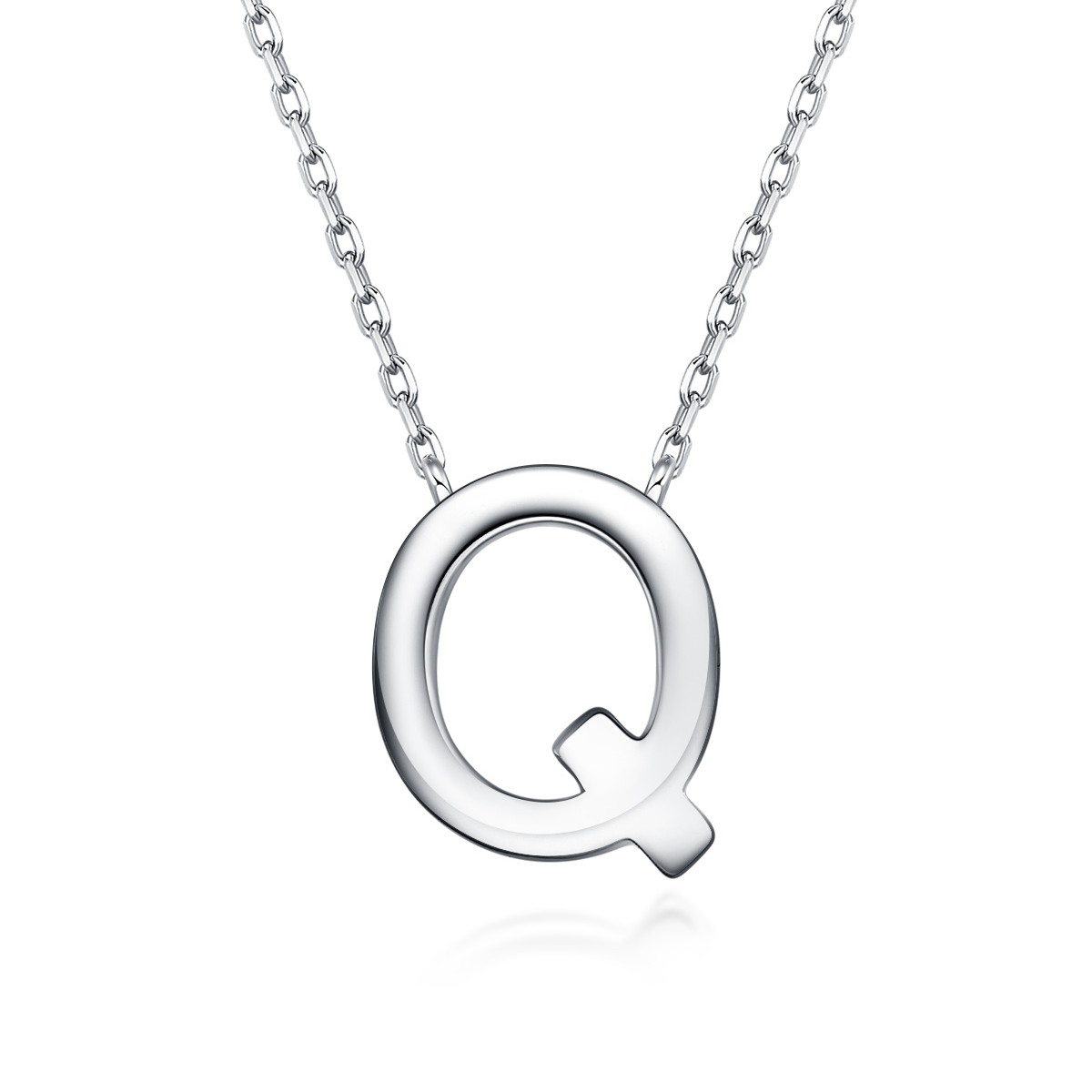 Initial White Gold Necklace - Q