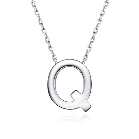 Initial White Gold Necklace - Q