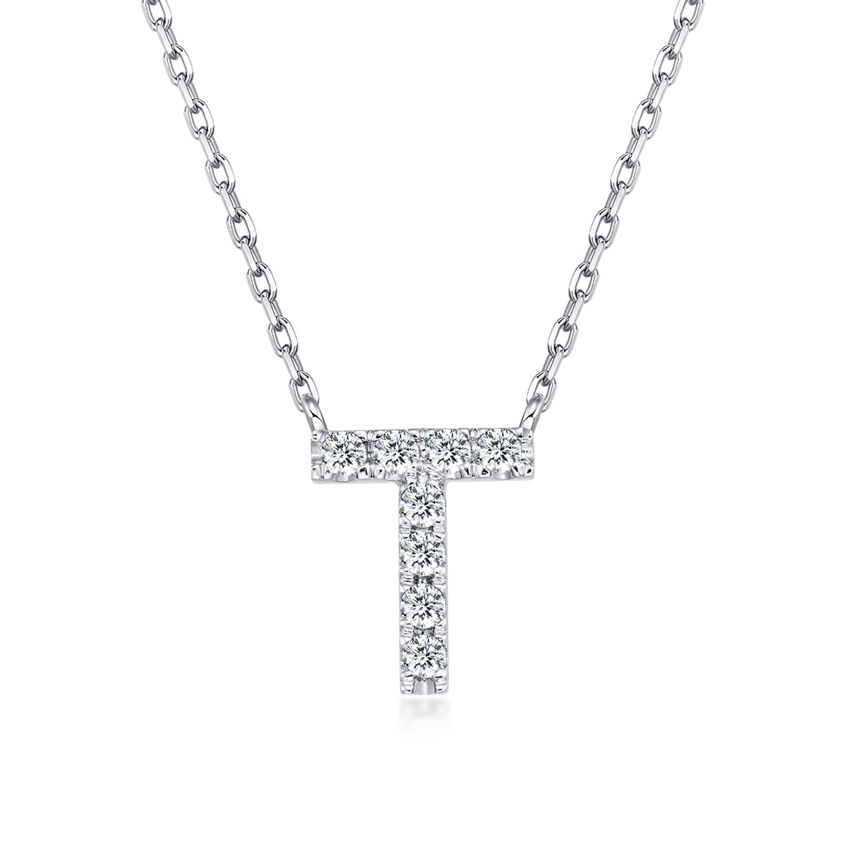 Initial Diamond Necklace - T