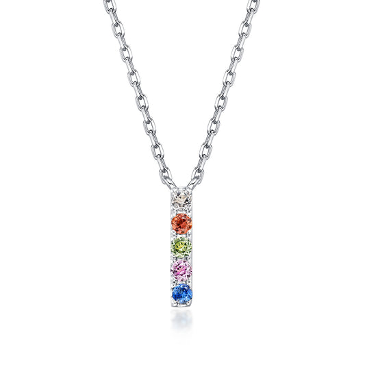 Initial Rainbow Sapphire Necklace - I