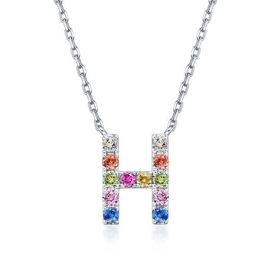 Initial Rainbow Sapphire Necklace - H