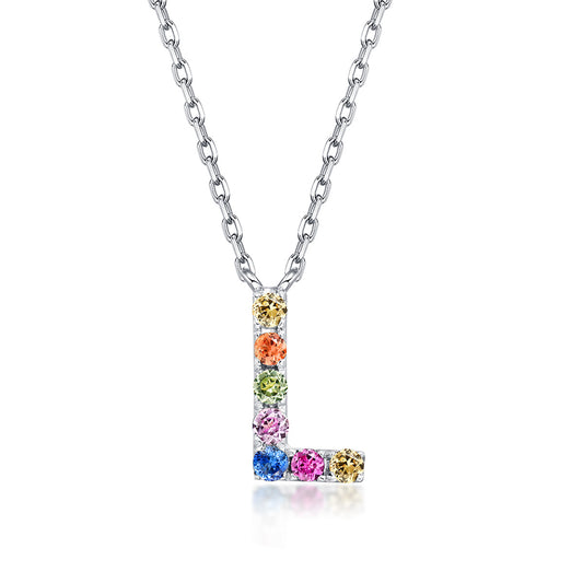 Initial Rainbow Sapphire Necklace - L