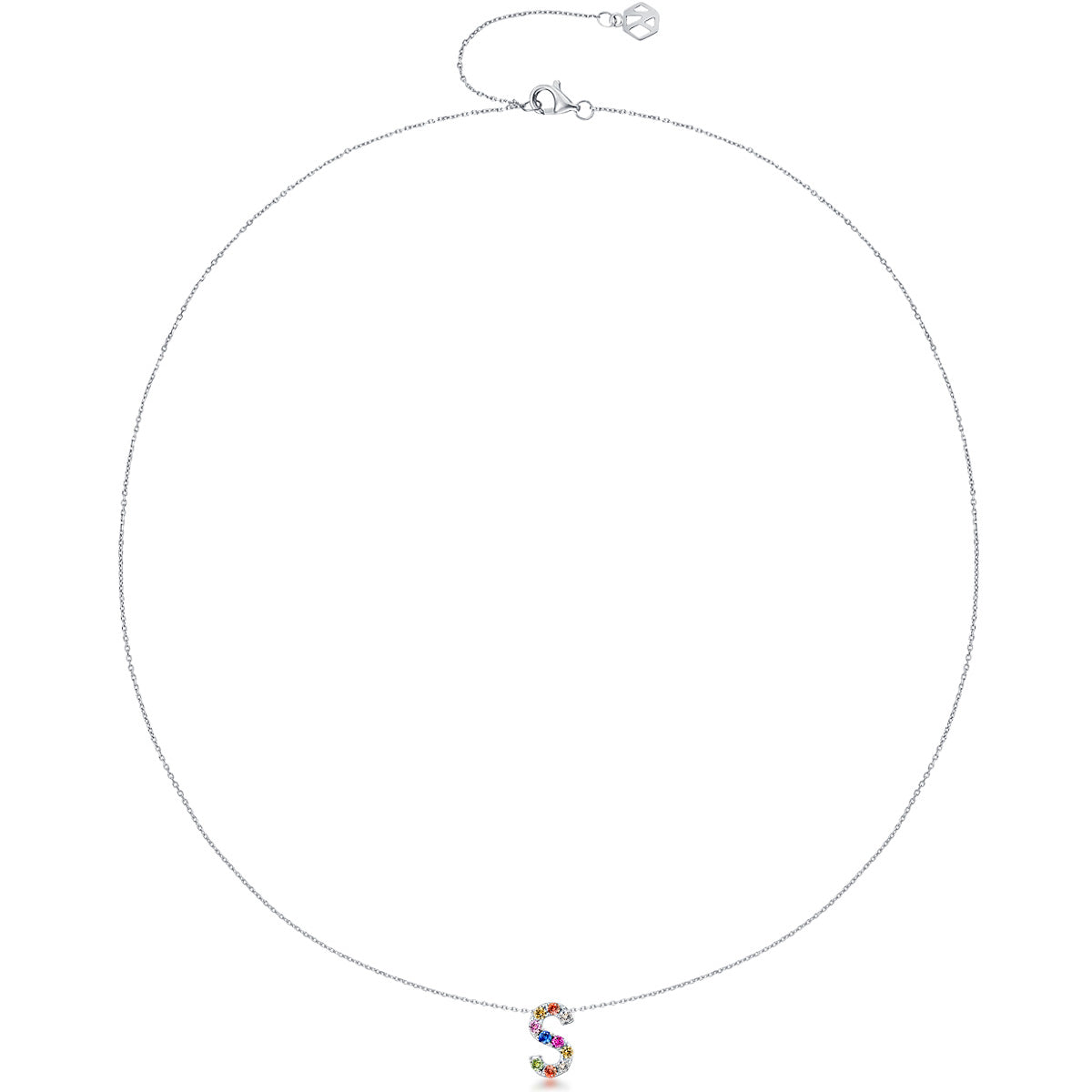 Initial Rainbow Sapphire Necklace - S