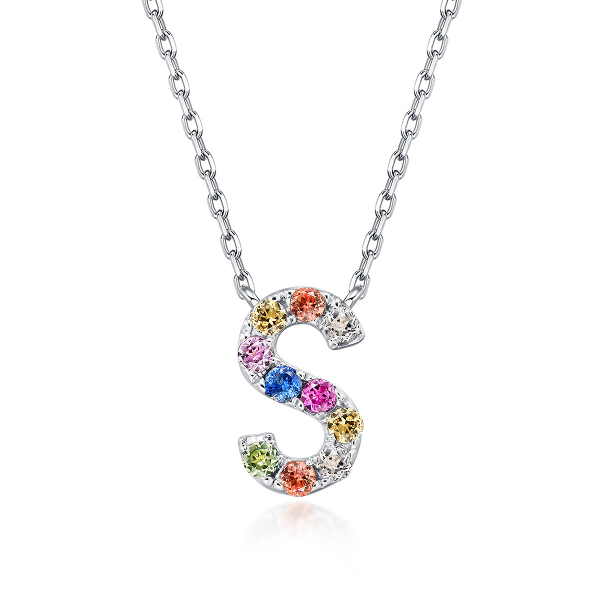 Initial Rainbow Sapphire Necklace - S