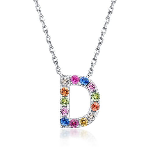 Initial Rainbow Sapphire Necklace - D