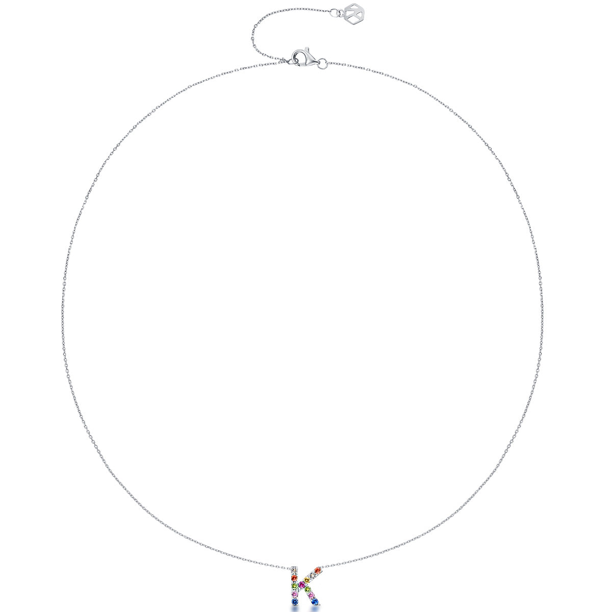 Initial Rainbow Sapphire Necklace - K