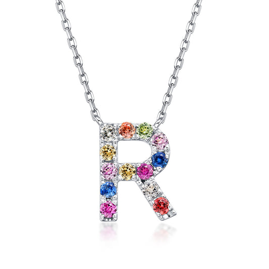 Initial Rainbow Sapphire Necklace - R