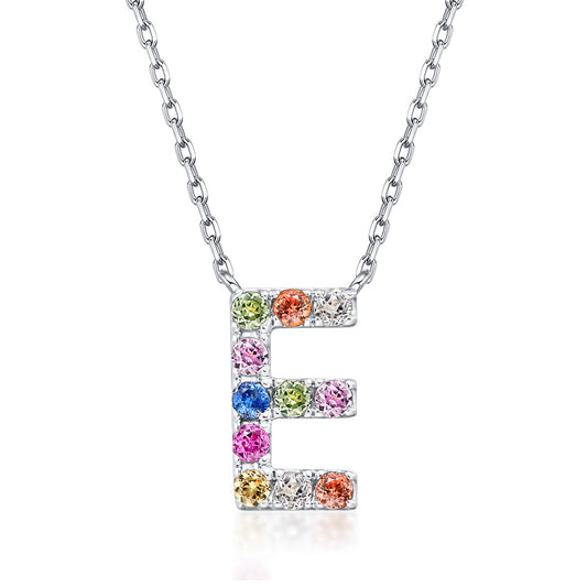 Initial Rainbow Sapphire Necklace - E