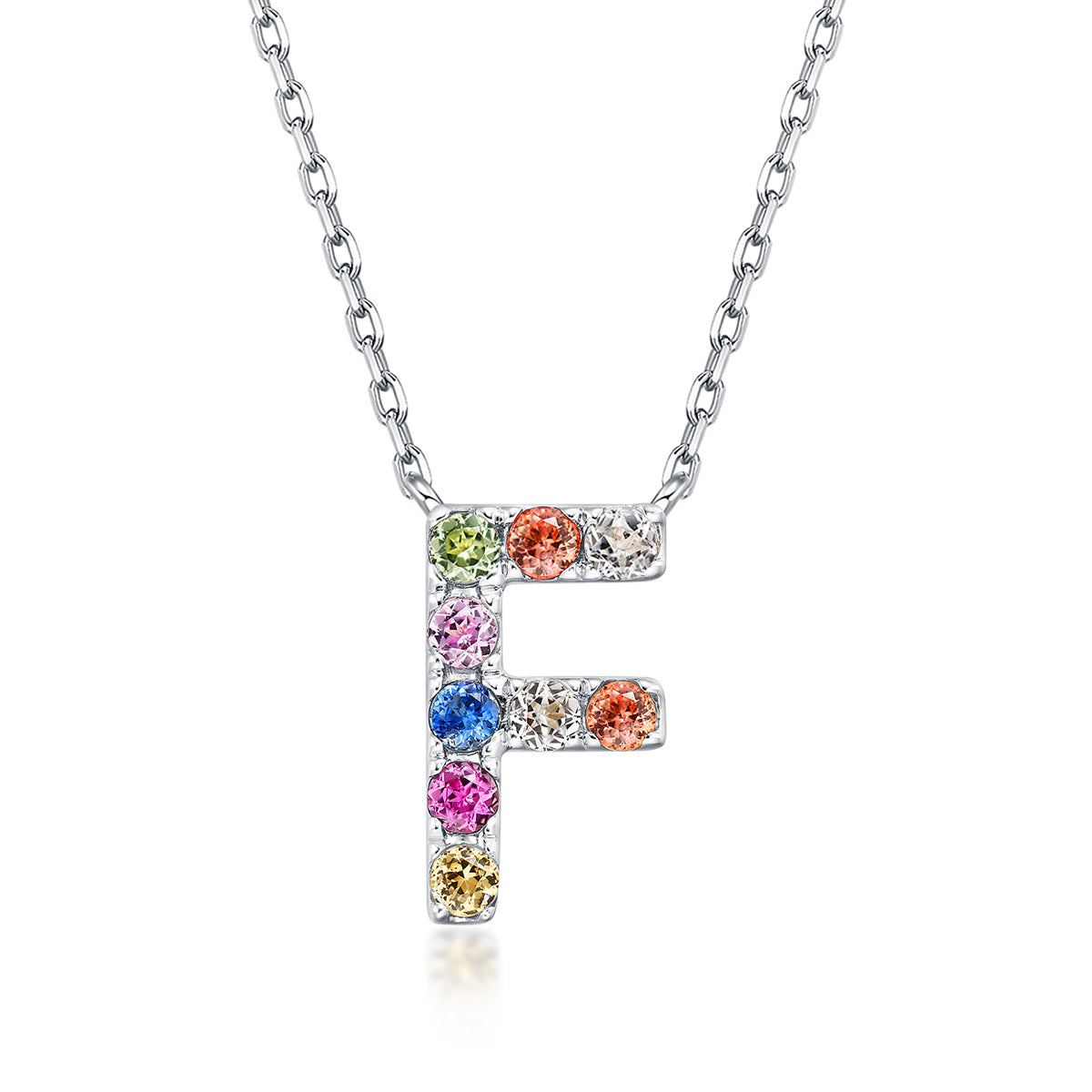 Initial Rainbow Sapphire Necklace - F