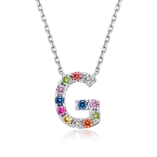 Initial Rainbow Sapphire Necklace - G