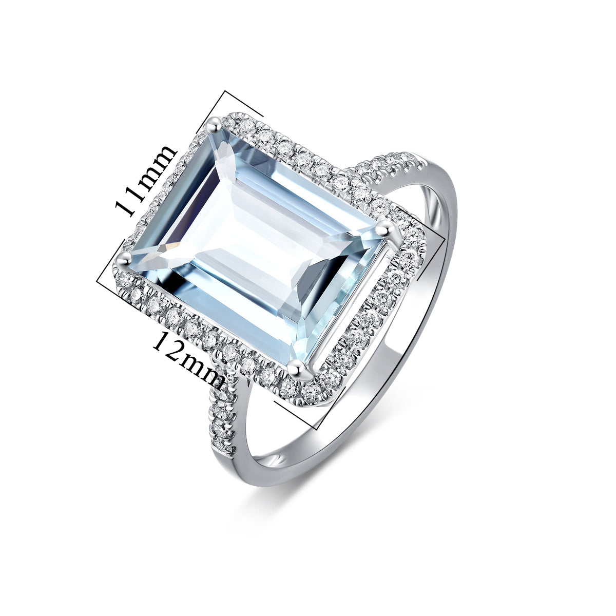 Nature Aquamarine Ring in 18k White Gold